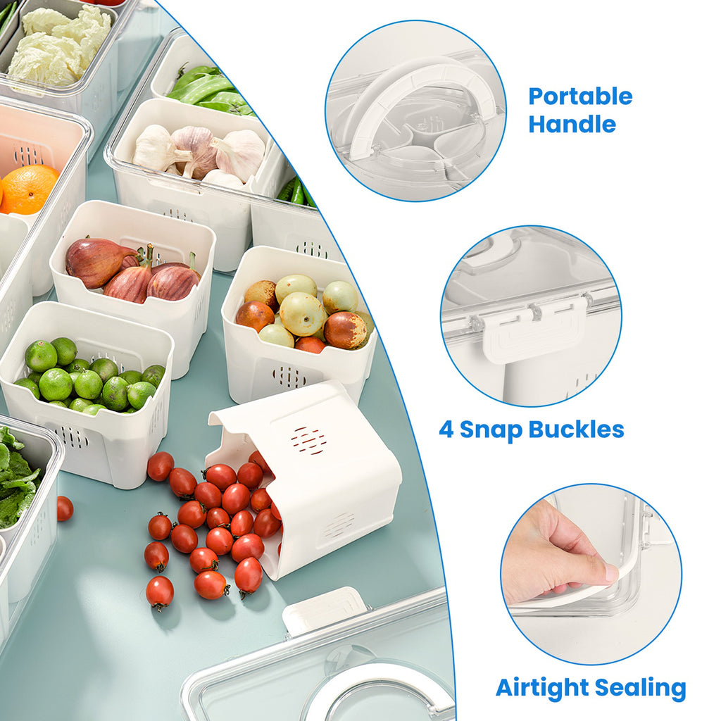 Airtight Fruit & Vegetable Storage Containers 2-Pack – Fridge Organizer Set