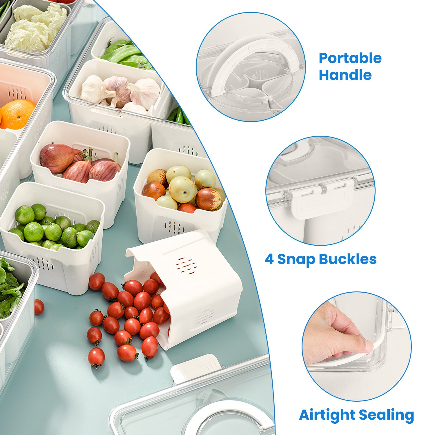 Airtight Fruit & Vegetable Storage Containers 2-Pack – Fridge Organizer Set