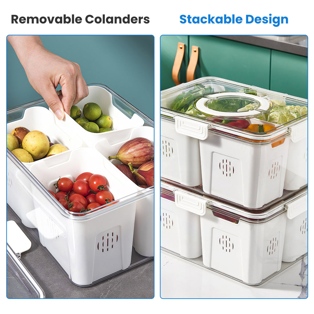 Airtight Fruit & Vegetable Storage Containers 2-Pack – Fridge Organizer Set