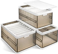 3-Pack Foldable Storage Bins with Lids – Stackable Closet Organizer with Dividers