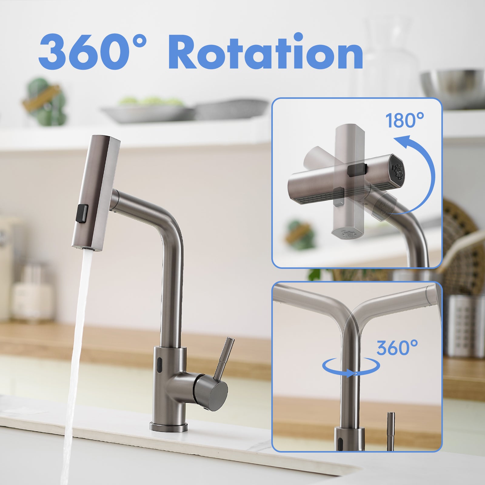 Touchless Kitchen Faucet with Motion Sensor – Stainless Steel Smart Faucet