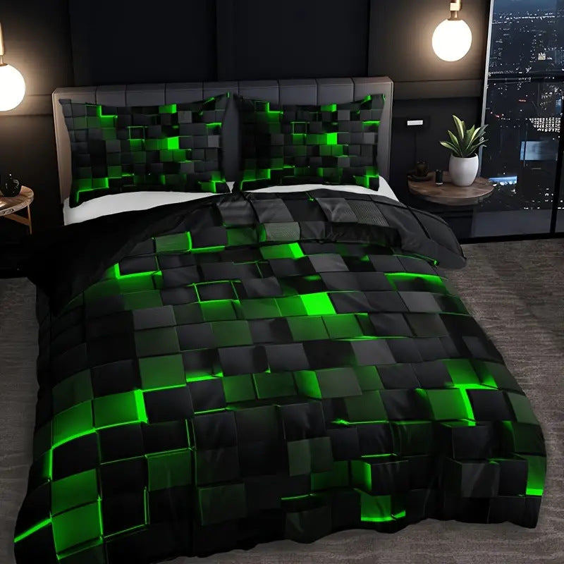 Abstract Grid Duvet Cover Set – Nordic Geometric Bedding Set
