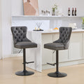 Black Swivel Bar Stools Set of 2 – Adjustable PU Leather Tufted Kitchen Island Chairs