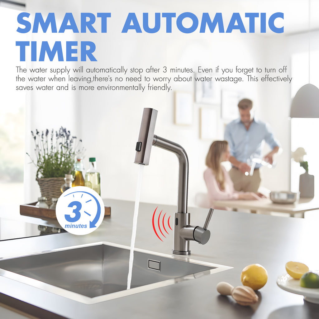 Touchless Kitchen Faucet with Motion Sensor – Stainless Steel Smart Faucet