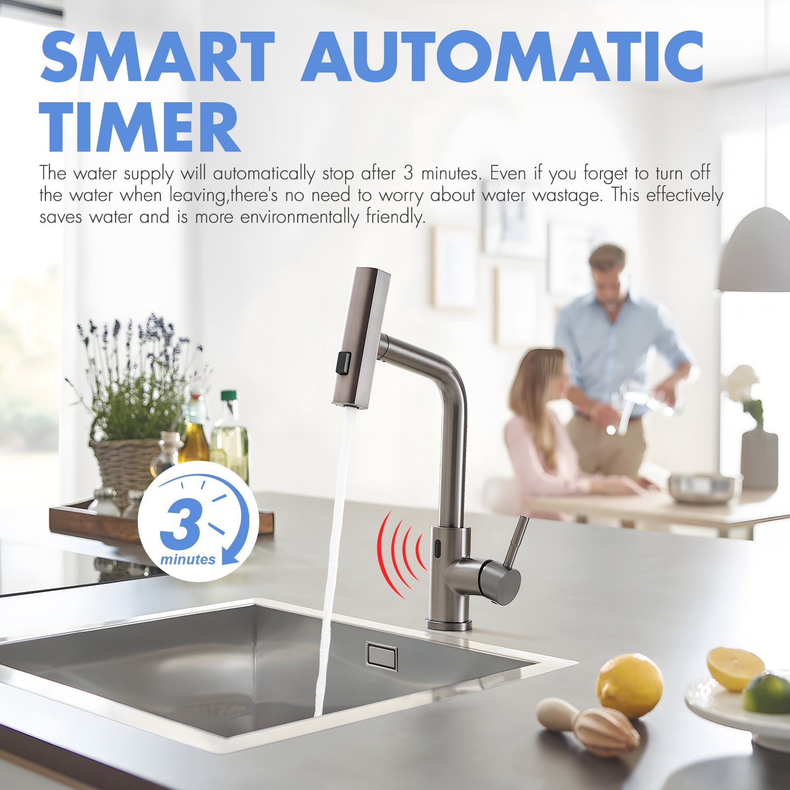 Touchless Kitchen Faucet with Motion Sensor – Stainless Steel Smart Faucet