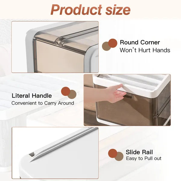 3-Pack Foldable Storage Bins with Lids – Stackable Closet Organizer with Dividers