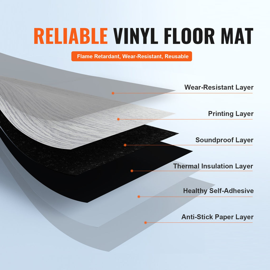 Light Gray Wood Peel & Stick Floor Tiles – 20PCS Self Adhesive Vinyl Flooring Planks