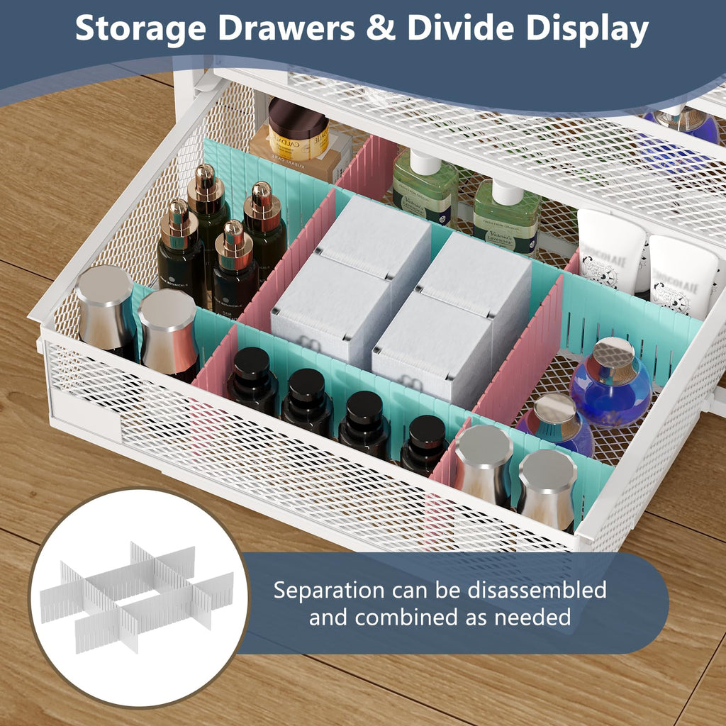 4-Drawer Makeup Organizer with Wheels – Skincare Storage Cart for Vanity & Cosmetics (White)