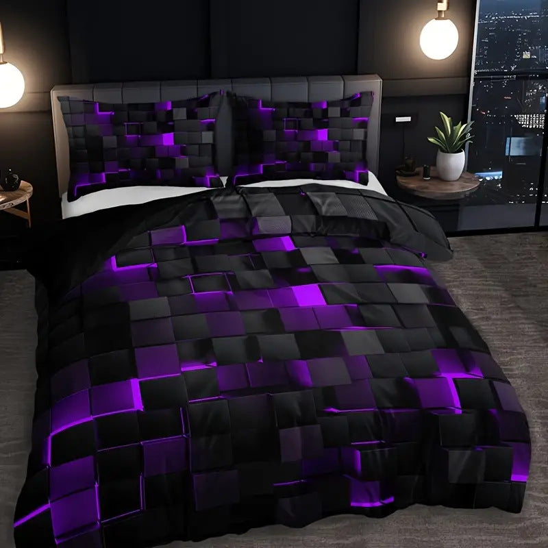 Abstract Grid Duvet Cover Set – Nordic Geometric Bedding Set