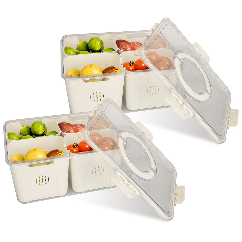 Airtight Fruit & Vegetable Storage Containers 2-Pack – Fridge Organizer Set