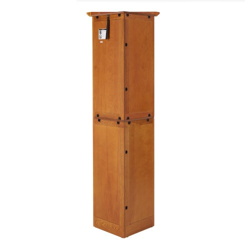4-Tier Corner Kitchen Pantry Storage Cabinet with Doors & Adjustable Shelves – Oak