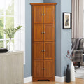 4-Tier Corner Kitchen Pantry Storage Cabinet with Doors & Adjustable Shelves – Oak