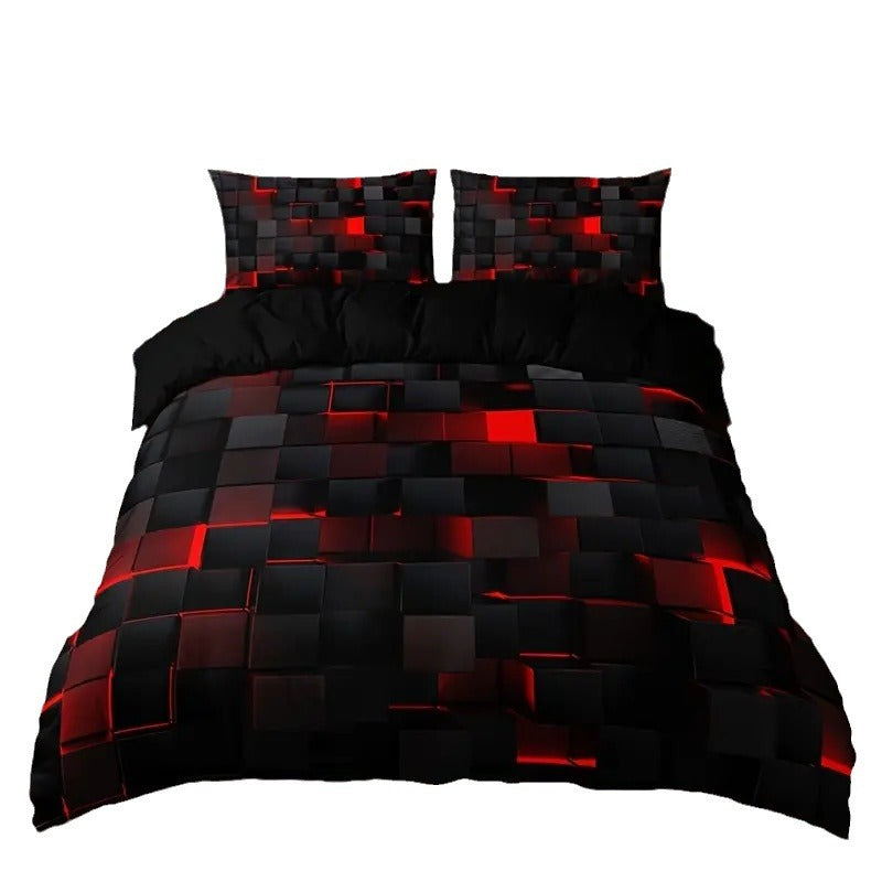 Abstract Grid Duvet Cover Set – Nordic Geometric Bedding Set