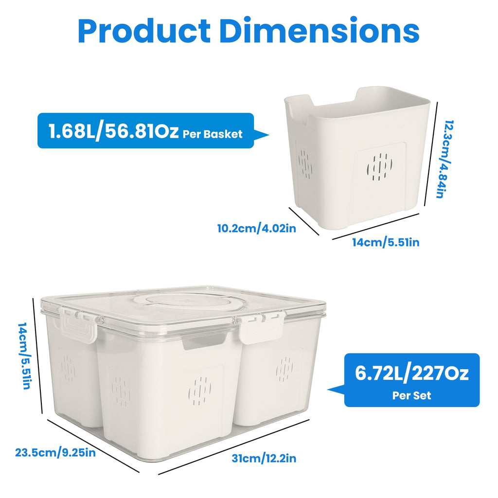 Airtight Fruit & Vegetable Storage Containers 2-Pack – Fridge Organizer Set