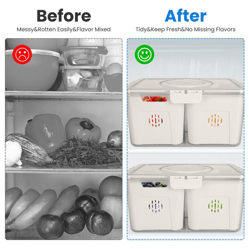 Airtight Fruit & Vegetable Storage Containers 2-Pack – Fridge Organizer Set