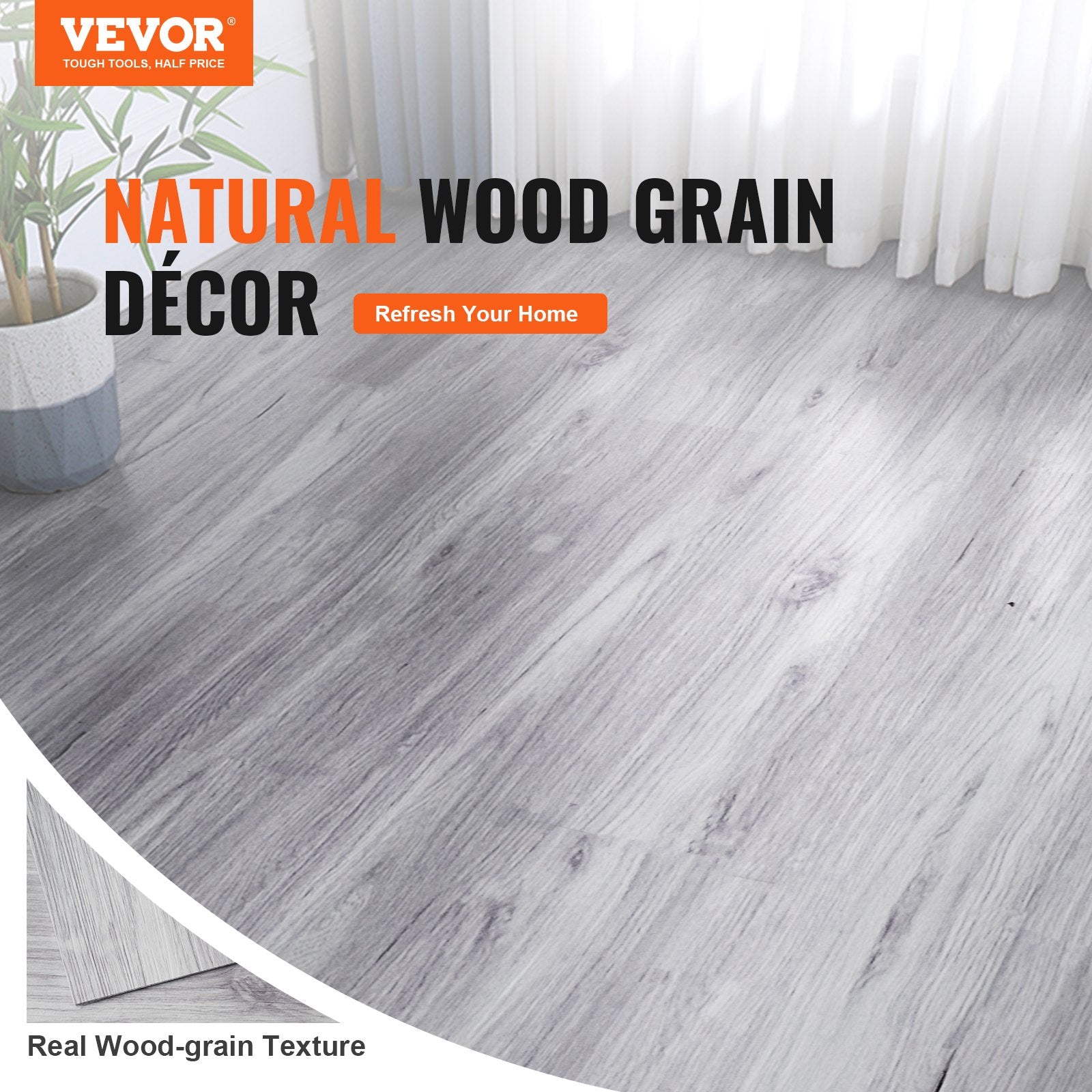 Light Gray Wood Peel & Stick Floor Tiles – 20PCS Self Adhesive Vinyl Flooring Planks