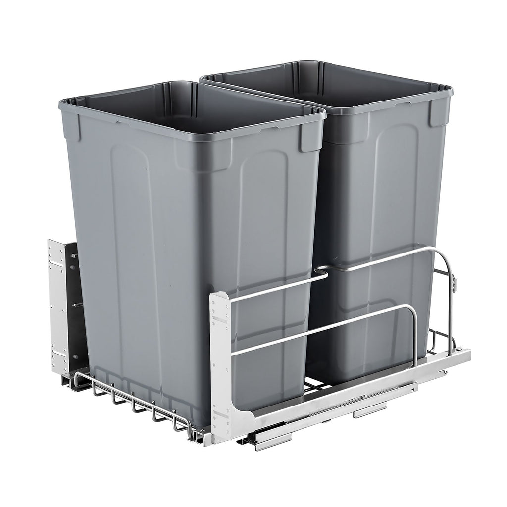 Double Pull-Out Trash Can 70QT – Under Cabinet Waste Bin